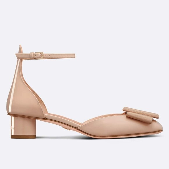 DIOR IDYLLE Patent Leather Ankle Strap Bow Buckle Ballet Pumps Shoes Heels - Picture 1 of 15